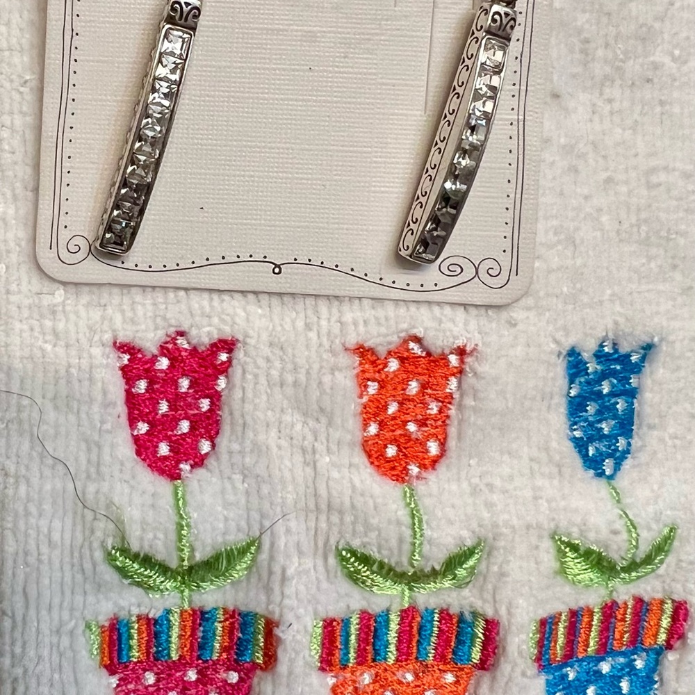 Brighton Silver Crystal Bar Earrings